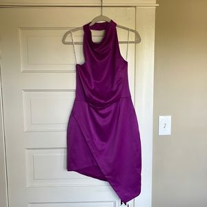 Purple halter mini dress